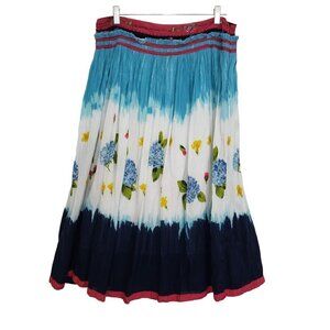 Chaudry Floral Midi Skirt Boho Lightweight Cotton Beaded Womens Size Medium